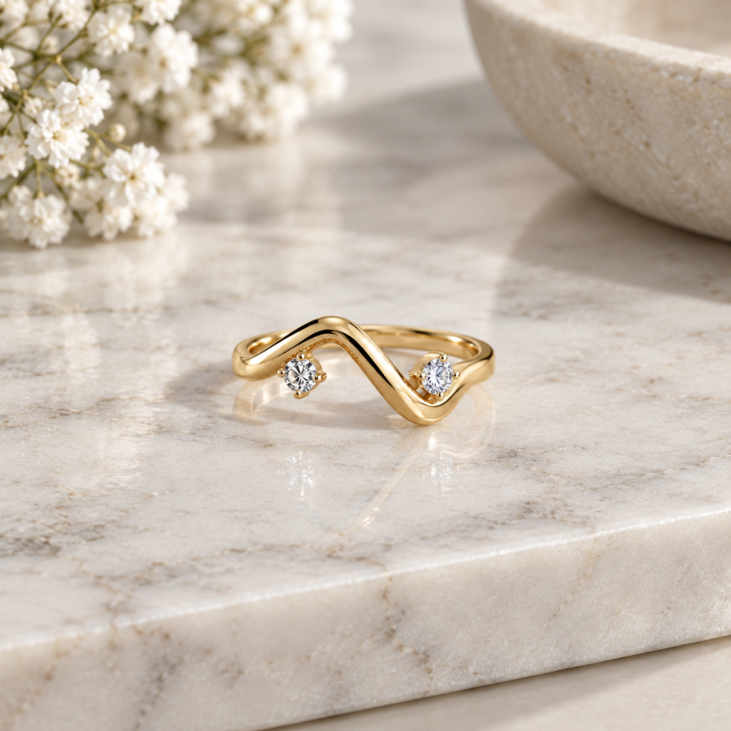 The Levi two stone wave ring