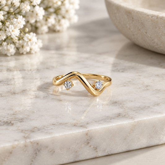 The Levi two stone wave ring