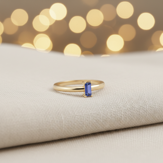 Blue Baguette Ring - Linen