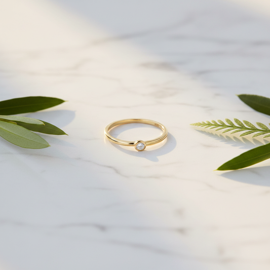 Diamond Solitaire Ring - Botanical