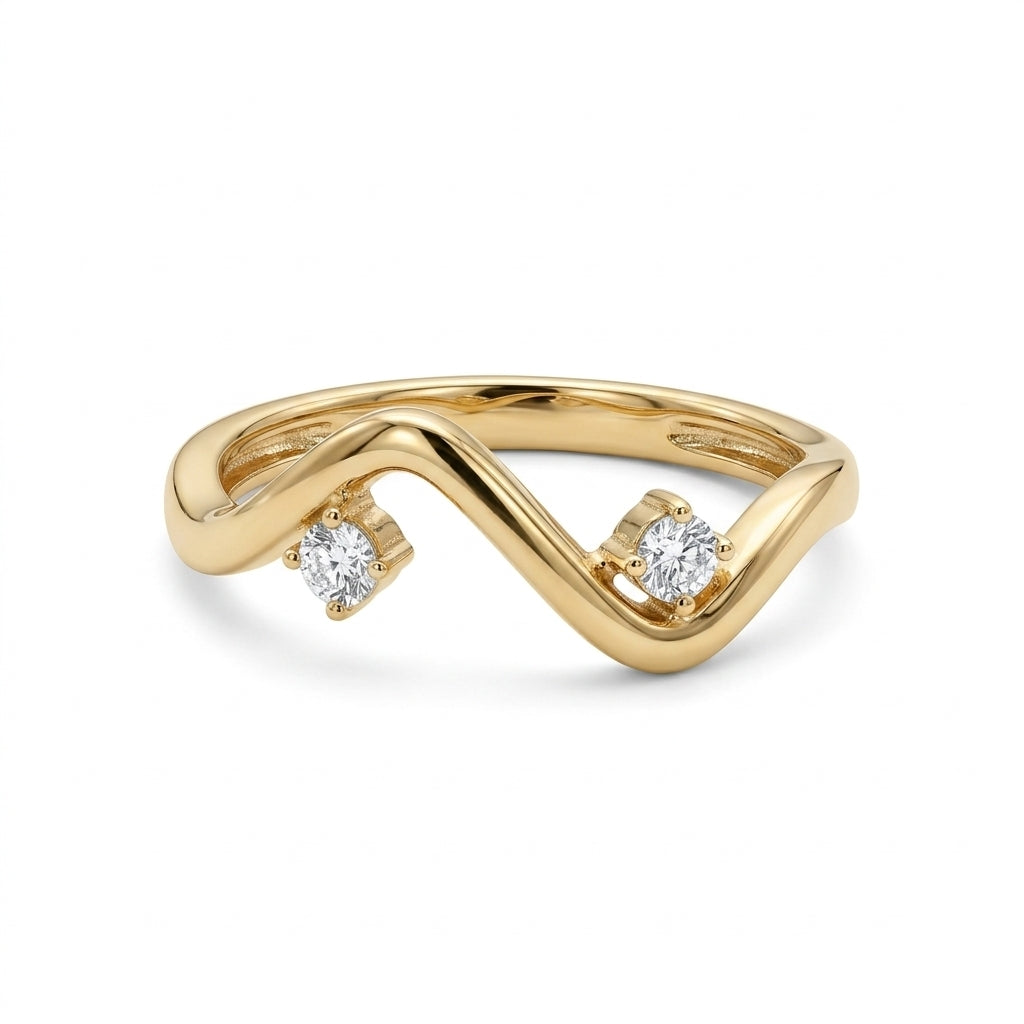 The Levi two stone wave ring