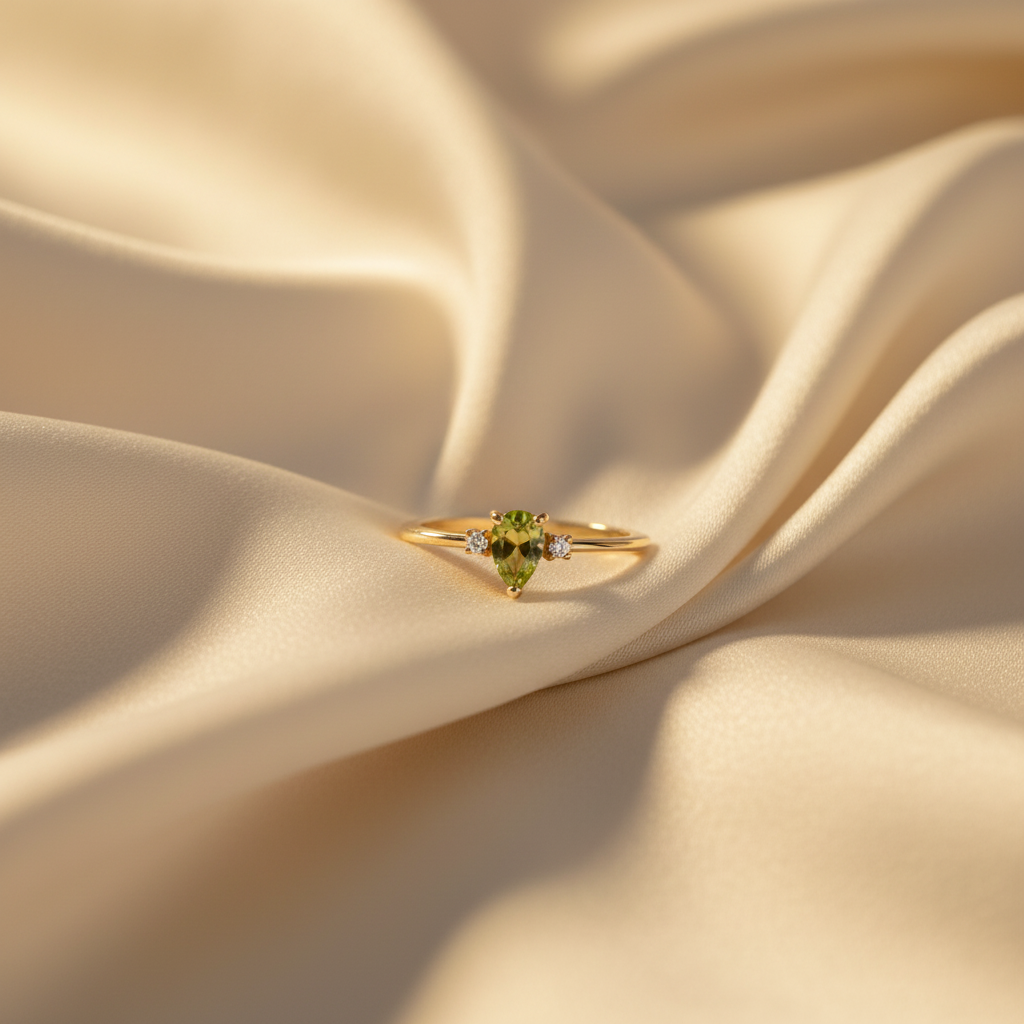 Peridot Pear Ring - Silk